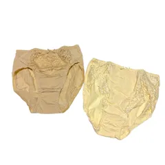 千趣会 Senshukai フォレンフ FL-UM FL-7M ショーツ 2枚セット M ベージュ イエロー テンセル TENCEL レース パンツ 下着 レディース 未使用 デッドストック Japanese Vintageのサムネイル