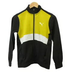 プーマ PUMA トラックジャケット ジャージ キッズ 子供服 ジップアップ ロゴ 150 黒 ブラック 黄色 イエロー /XZ ■ECB001のサムネイル