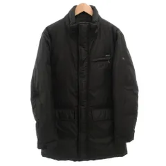 バーバリーブラックレーベル BURBERRY BLACK LABEL ダウンコート ジップアップ スナップボタン スタンドカラー 裏地チェック ひざ丈 LL 黒 ブラック /FF ■ECD004のサムネイル