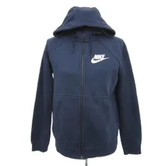 ナイキ NIKE ジャケット パーカー L 紺 ネイビー ロゴプリント 裏起毛 ジップアップ ミドル丈 /YS34 ■ECA005