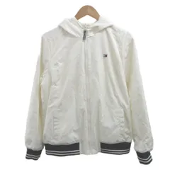 トミーヒルフィガー TOMMY HILFIGER リバーシブルジャケット 上着 L 白 ホワイト ナイロン フリース フーデッド 長袖 リブライン /NP ■ECD004のサムネイル