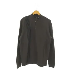ダンヒル dunhill ニット セーター M 茶 ブラウン 長袖 スタンドカラー ハーフボタン ラインデザイン /AO16 ■ECD004のサムネイル