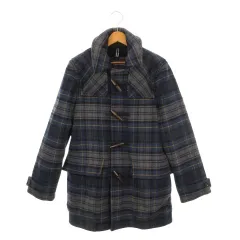 トミーヒルフィガー TOMMY HILFIGER ダッフルコート 紺 ネイビー チェック柄 長袖 トグルボタン /AH24 ■ECD004のサムネイル