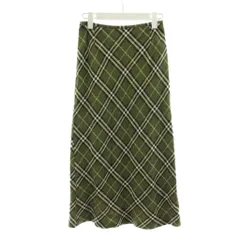 バーバリー ロンドン BURBERRY LONDON フレアスカート ロング チェック柄 麻 リネン混 38 緑 グリーン FXA87-007 /AN59 ■ECE004のサムネイル