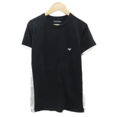 エンポリオアルマーニ EMPORIO ARMANI アンダーウェア Tシャツ カットソー 黒 ブラック 半袖 ラウンドネック ロゴプリント /YS21 ■GY58のサムネイル
