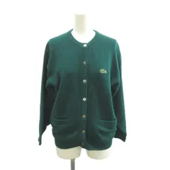 ラコステ LACOSTE ニットカーディガン ウール 40 緑 グリーン 長袖 ラウンドネック ボタン留め /YU ■GY99のサムネイル