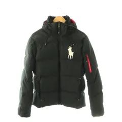 ポロ ラルフローレン POLO RALPH LAUREN ビッグポニー フード付きダウンパファージャケット アウター XS 黒 赤 /CX ■ECD003