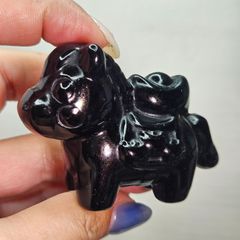 馬 午年 元宝 縁起物 天然石 ブラックオブシディアン ウマ 可愛い 