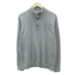 トミーヒルフィガー TOMMY HILFIGER ニット セーター L グレー 長袖 スタンドカラー /YS12 ■ECD001