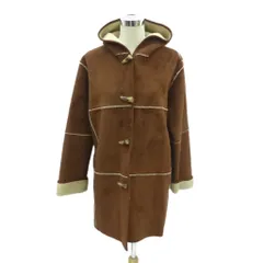 ローレンラルフローレン LAUREN RALPH LAUREN フェイクムートンコート ダッフルコート ロング丈 M 茶色 ブラウン フード付き /HO16 ■GY61のサムネイル