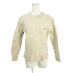 ポロ バイ ラルフローレン Polo by Ralph Lauren ニット セーター ラウンドネック 長袖 ウール ロゴ刺繍 L ライトベージュ /AH3 ■GY61のサムネイル
