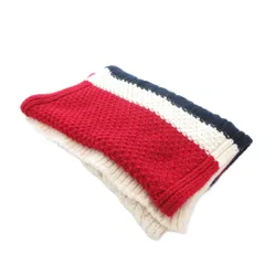 トミーヒルフィガー TOMMY HILFIGER マフラー 白 ホワイト 赤 レッド 紺 ネイビー リブ編み ケーブル編み ラインデザイン /KR ■GY61のサムネイル