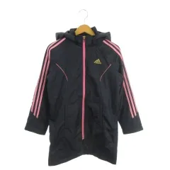 アディダス adidas スポーツウエア ベンチコート 150 紺 ネイビー フード付き 長袖 スリーストライプス /AO22 ■GY61