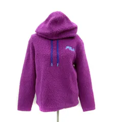 フィラ FILA ボアパーカー プルオーバー ミドル丈 無地 ロゴ刺繍 L 紫 パープル /SY15 ■GY61のサムネイル