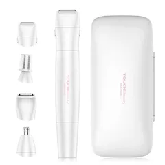 TOUCHBeauty レディースシェーバー 1台4役 電動シェーバー 女性 vio シェイバー 女性用 肌にやさしい 電池式 ボディシェーバー お風呂でも使える 剛毛 ムダ毛処理 アンダーヘア 顔 産毛 生毛 シェーバー 全身 顔剃り 脇毛刀 デリケート 0のサムネイル
