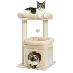 PAWZ Road キャットタワー ミニ 猫タワー 小型 低い 小さめ スリム 据え置き 人気 爪研ぎ 麻紐 猫のおもちゃ コンパクト 省スペース 頑丈 安全 猫ハウス - 68cm ベージュ 0のサムネイル