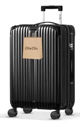 [ClioClio] スーツケース キャリーケース キャリーバッグ 拡張機能付 超軽量 静音 鏡面加工 【360度回転  取り外す可能】 ABS＋PC 耐衝撃 防盗ファスナー TSAローク搭載 旅行 ビジネス 出張 (ブラック, Mサイズ（4~7泊／65L 0のサムネイル