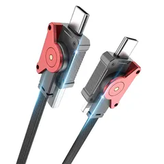 4in1 充電ケーブル マルチ 【26cm 60W】らいとにんくけーぶる タイプc PD対応 急速充電 マグネット充電ケーブル 480Mbpsデータ転送 コンパクト Type-C 全機種対応 Dark Red 1