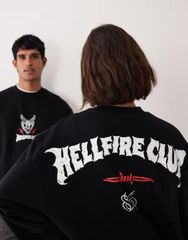 에이소스 레이디스 탑스 티셔츠 스웨트 ASOS DESIGN unisex relaxed sweatshirt with Stranger Things Black 블랙