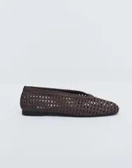 エイソス レディース シューズ パンプス ASOS DESIGN Lioness weave ballet flats in chocolate チョコレートのサムネイル
