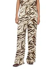 ガニー レディース ボトムス カジュアルパンツ プリント サテン GANNI Zebra Print Satin Trousers Egret アニマル