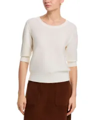 マジェスティック レディース アウター ニット・セーター ウール Majestic Filatures Wool Elbow Sleeve Sweater Milkのサムネイル