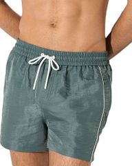Reiss Men's Swim Shorts - Breeze Pipe Detail Drawstring 49 Swim Shorts - Green