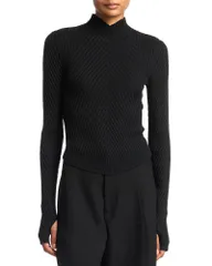 ヴィクトリア ベッカム レディース トップス シャツ リブ ウール Victoria Beckhamerino Wool Ribbed Long Sleeve Top Black ブラックのサムネイル