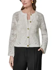 ダナ キャラン ニューヨーク レディース アウター ジャケット・ブルゾン Donna Karanew York Crochet Button Front Jacket Cream クリームのサムネイル