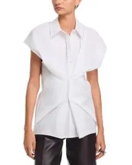 マックイーン レディース トップス シャツ McQueen Gathered Short Sleeved Shirt White ホワイトのサムネイル