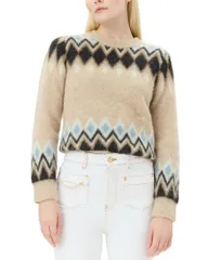 ガニー レディース アウター ニット・セーター GANNI Multicolor Fine Brushed Sweater Latte マルチカラーのサムネイル