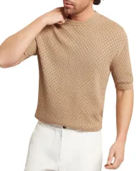 テッドベーカー メンズ アウター ニット・セーター リラックスフィット Tシャツ Ted Baker Ferris Relaxed Fit Diamond Crochet Sweater TShirtのサムネイル