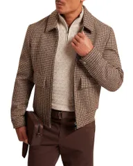 テッドベーカー メンズ アウター ジャケット・ブルゾン ウール Ted Baker Baglan Undyed Wool Harrington Zip Jacket Stone ストーンのサムネイル