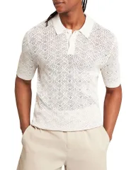 テッドベーカー メンズ トップス ポロシャツ Ted Baker Geometric Stitch Polo Shirt Ecru エクリュのサムネイル