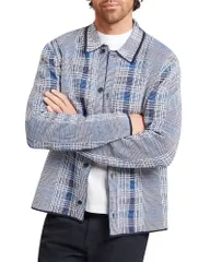 テッドベーカー メンズ アウター ジャケット・ブルゾン Ted Baker Mosens Check Stitch Button Jacket Bright Blue ブルーのサムネイル