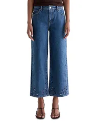 エージー レディース ボトムス デニムパンツ ワイドレッグ ジーンズ AG Malb Saige MidRise Wide Leg Crop Jeans in Malbecのサムネイル