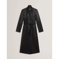 テッドベーカー レディース アウター ジャケット・ブルゾン コート レザー Ted Baker Womens Leather Wrapcoat Overcoat Black ブラックのサムネイル