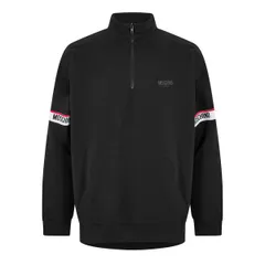 モスキーノ メンズ アウター パーカー・スウェット フリース Moschino Mens Tape QZ 14 Zip Fleece Black ブラックのサムネイル