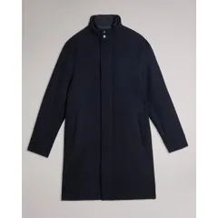 テッドベーカー メンズ アウター ジャケット・ブルゾン スタンドネック コート Ted Baker Mens Funnel Neck Overcoat Navy ネイビーのサムネイル