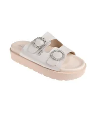 ベベ レディース シューズ サンダル Bebe Womens with Rhinestone Round Buckles andangles B Charm Sandal Cream クリームのサムネイル