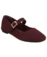 ミア レディース シューズ パンプス ニット MIA Womens Brita Mary Jane Strap Knit Flats Burgundy バーガンディのサムネイル