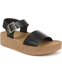 ドクター・ショール レディース シューズ サンダル Dr Scholls Womens Happy Lucky Slingback Sandals Black Faux Leather ブラックのサムネイル