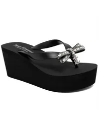 ジューシークチュール レディース シューズ サンダル プラットフォーム Juicy Couture Womens Boujee Platform Thong Wedge Sandals Black ブのサムネイル