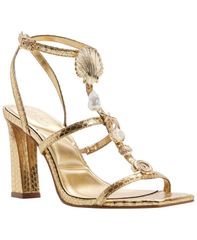 アルド レディース シューズ サンダル ヒール ALDO Womens Taylar Square Toe Block Heel Sandals Gold Metallic Smooth ゴールド