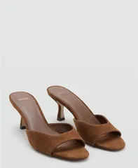 マンゴ レディース シューズ サンダル スエード ヒール MANGO Womensuede FunnelHeel Sandals Leatherのサムネイル