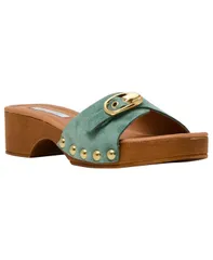 スティーブ マデン レディース シューズ スリッポン・ローファー サンダル Steve Madden Womens Fredi Wooden SlipOn Slide Sandalsage Suedeのサムネイル