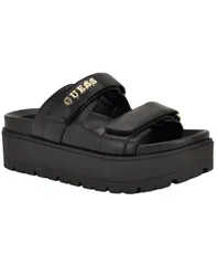 ゲス レディース シューズ サンダル プラットフォーム GUESS Womens Faxon Platform Lug Sole Footbed Sandals Black ブラックのサムネイル