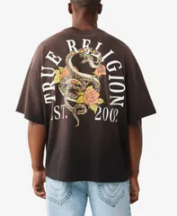 トゥルーレリジョン メンズ トップス Tシャツ 半袖 グラフィック True Religion MenshortSleeve Graphic Oversized TShirt Jet Black ブラ