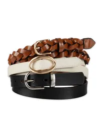 カルバンクライン レディース アクセサリー ベルト Calvin Klein 3Piece Skinny and Braided Style Belt BrownWhiteBlack ホワイトのサムネイル