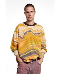 デジグアル メンズ アウター ニット・セーター プリント Desigual Mens Abstract printed sweater Yellow イエローのサムネイル